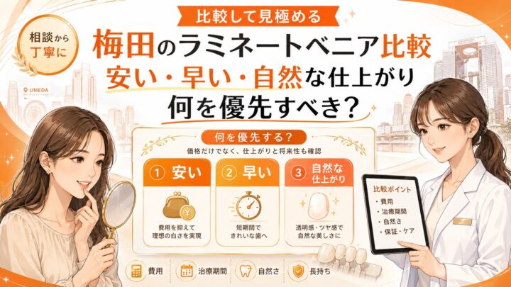 梅田のラミネートベニア比較｜安い・早い・自然な仕上がり、何を優先すべき？