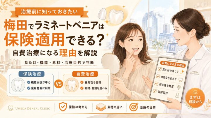 梅田でラミネートベニアは保険適用できる？自費治療になる理由を解説