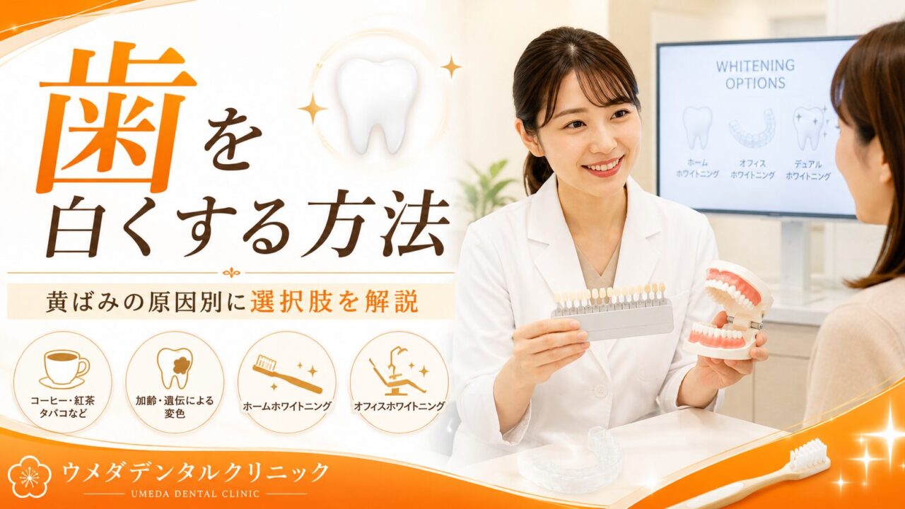 歯を白くする方法は?黄ばみの原因別に5つの選択肢を解説