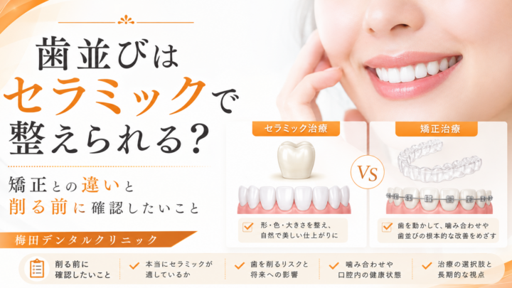 歯並びはセラミックで整えられる？矯正との違いと削る前に確認したいこと