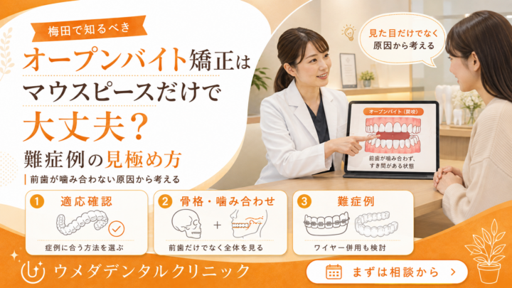 オープンバイト矯正はマウスピースだけで大丈夫？梅田で知るべき難症例の見極め方