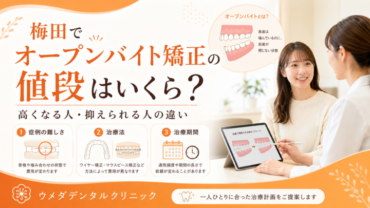 梅田でオープンバイト矯正の値段はいくら？高くなる人・抑えられる人の違い