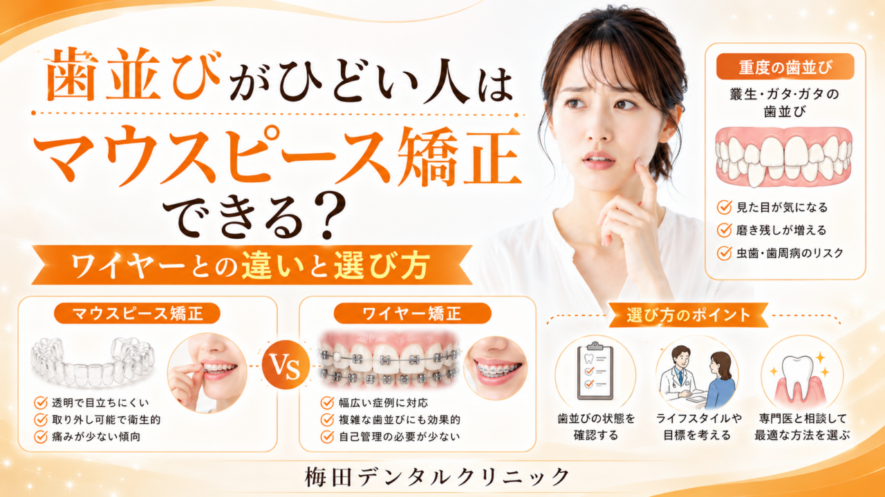 歯並びがひどくてもマウスピース矯正できる?ワイヤー矯正と比較