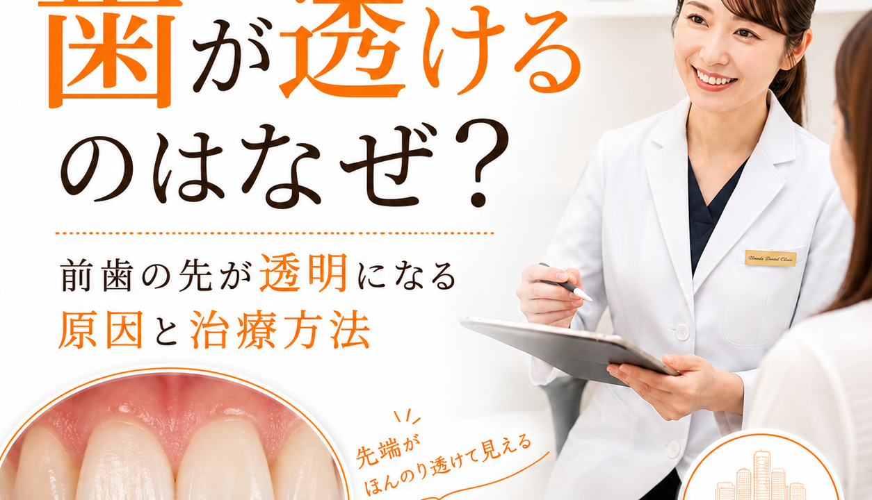 歯が透けるのはなぜ？前歯の先が透明になる原因と治療方法を解説