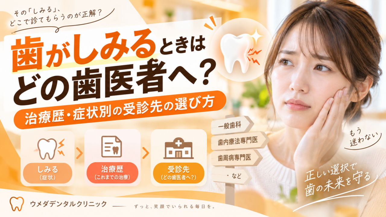 歯がしみるときはどの歯医者へ？治療歴・症状別の受診先の選び方