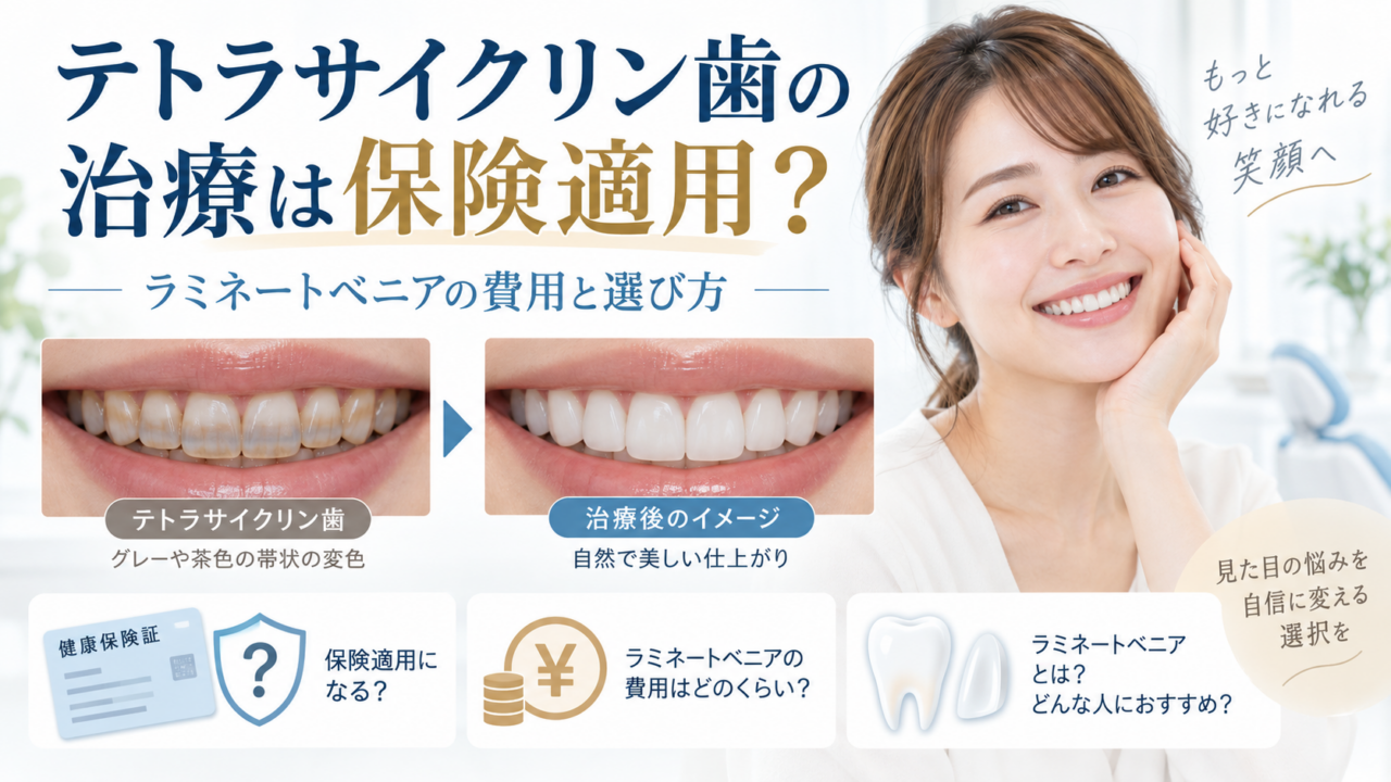 テトラサイクリン歯の治療は保険適用?ラミネートベニアの費用と選び方