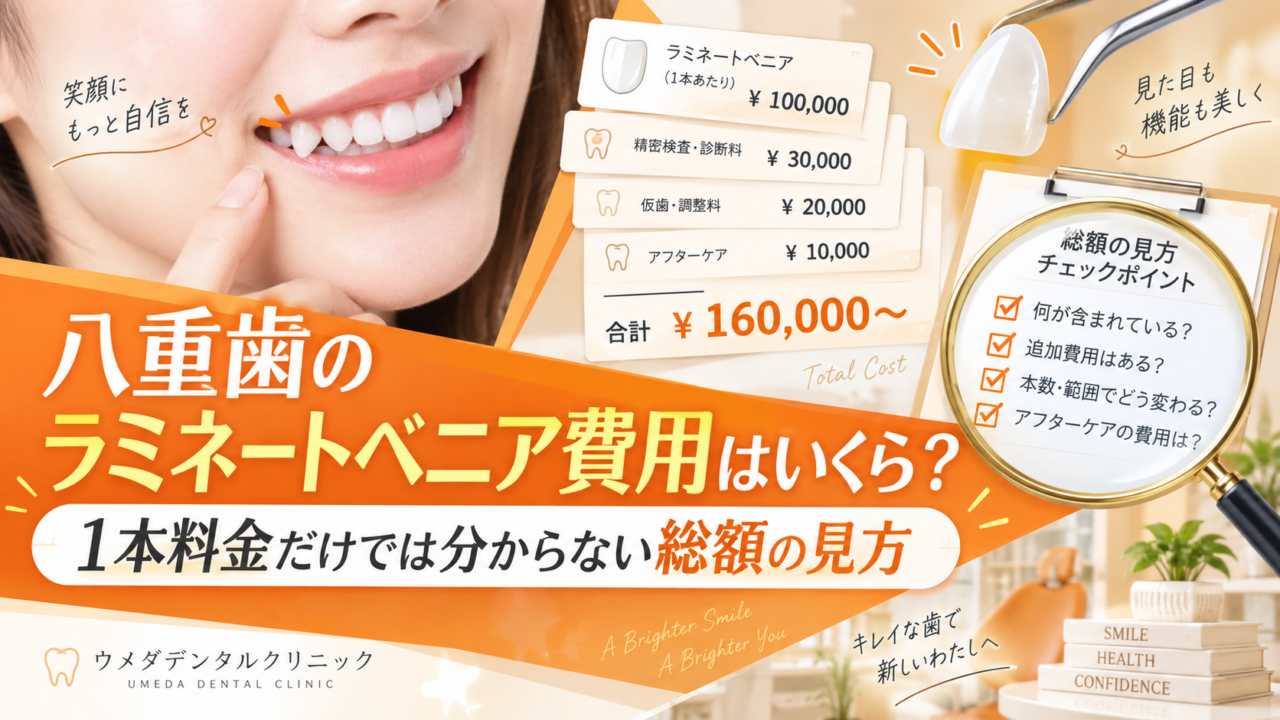 大阪で八重歯をラミネートベニア治療した後は?噛み合わせ・10年保証・再治療を解説