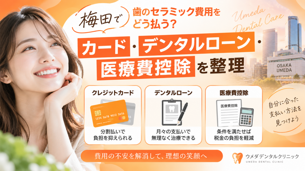梅田で歯のセラミック費用をどう払う？カード・デンタルローン・医療費控除を整理