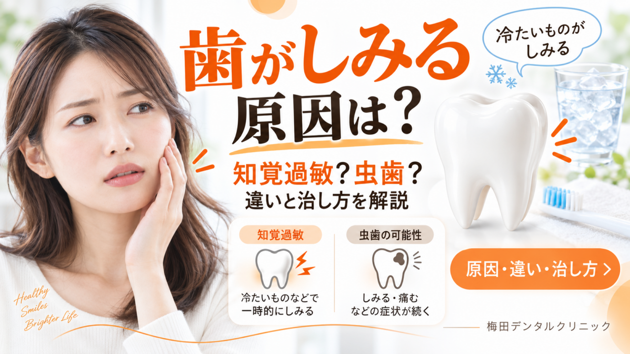 歯がしみるのは知覚過敏？冷たいものがしみる原因・虫歯との違い・治し方