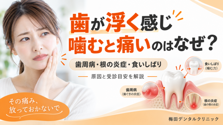 歯が浮く感じがして噛むと痛いのはなぜ？歯周病・根の炎症・食いしばりなど原因と受診目安