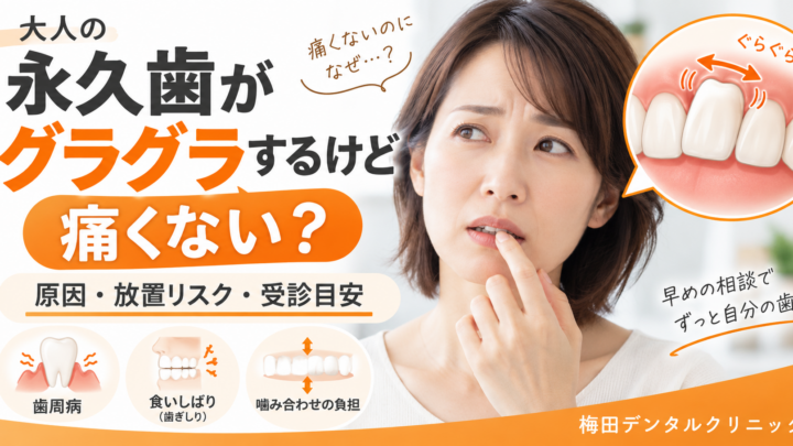 大人の永久歯がグラグラするけど痛くない｜原因・放置リスク・歯を残すための受診目安