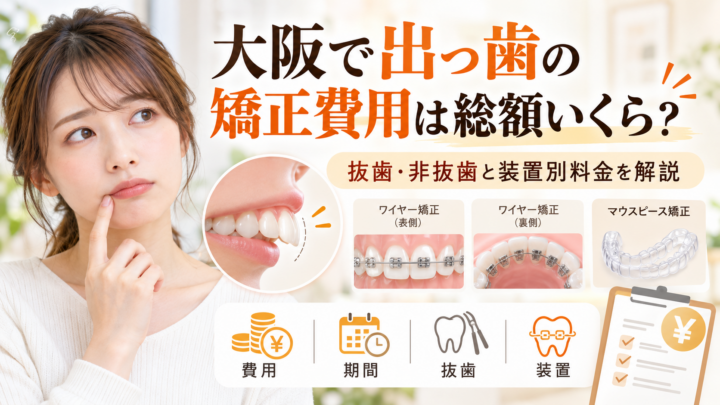 大阪で出っ歯の矯正費用は総額いくら？抜歯・非抜歯と装置別料金を解説