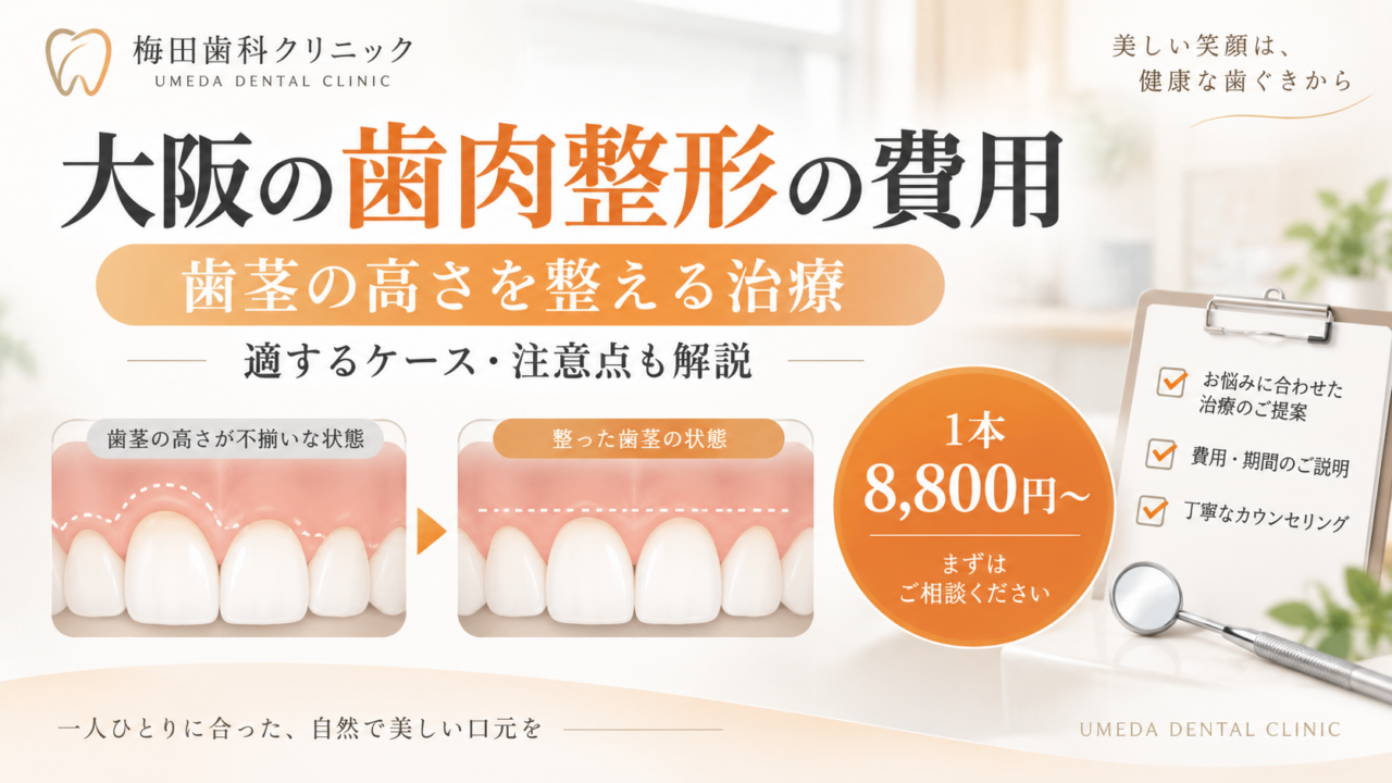 大阪の歯肉整形の費用はいくら？歯茎の高さを整える治療・後戻りの注意点