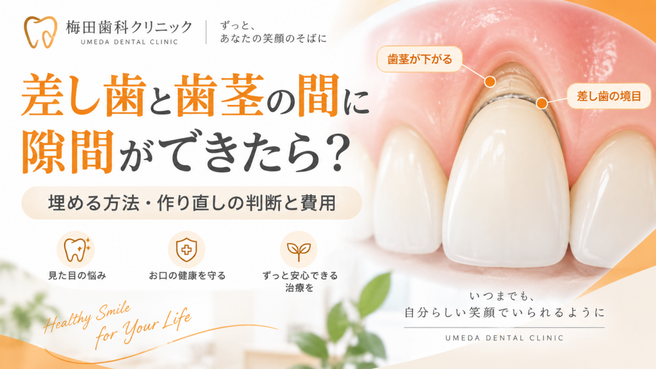 差し歯と歯茎の間に隙間ができたら？埋める方法・作り直しの判断と費用