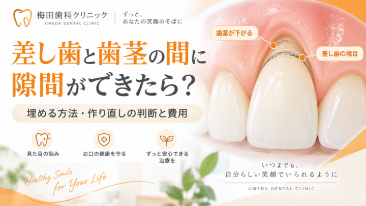 差し歯と歯茎の間に隙間ができたら？埋める方法・作り直しの判断と費用