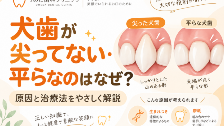 犬歯が尖ってない・平らなのはなぜ？生まれつき・摩耗の違いと自然に整える方法